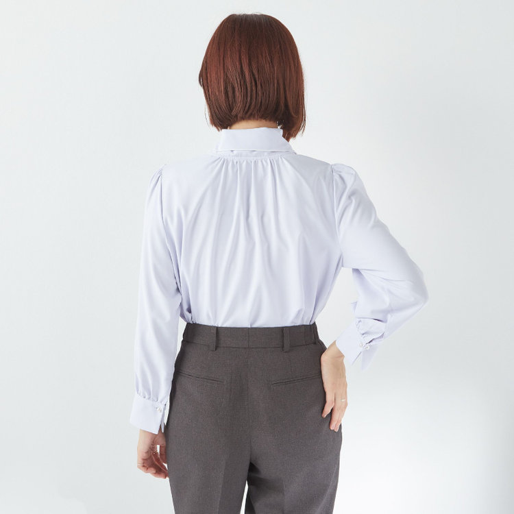 スーツセレクト 【SUIT SELECT×Samantha Thavasa】【長袖】前後2WAYボウタイブラウス/ラベンダー/「ウォッシャブル可能」「2WAYストレッチ」「防シワ」「UV加工」「接触冷感」「透け軽減」 紫淡色