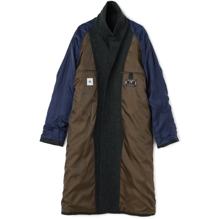 シルバーライン 【発送在庫あり】【SL】ウールシングルラグランバックベルトコート/グリーン/VALLEY MILLS fabric made in england 緑中間
