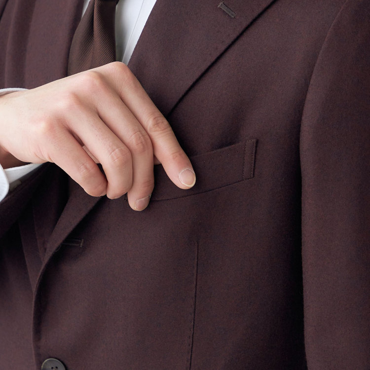 シルバーライン 【CLASSICO TAPERED】【秋冬】3釦段返りシングルスーツ 2タック/ワイン/ウエストムーブ/MARZOTTO/※裾上げ必要 赤濃色