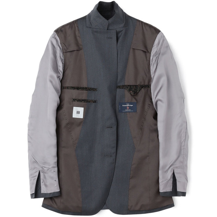 シルバーライン 【CLASSICO TAPERED】【秋冬】2釦シングルスーツ 1タック/グレー×シャドーストライプ/ウエストムーブ/Ermenegildo Zegna TRAVELLER woven in italy/※裾上げ必要 グレー中間