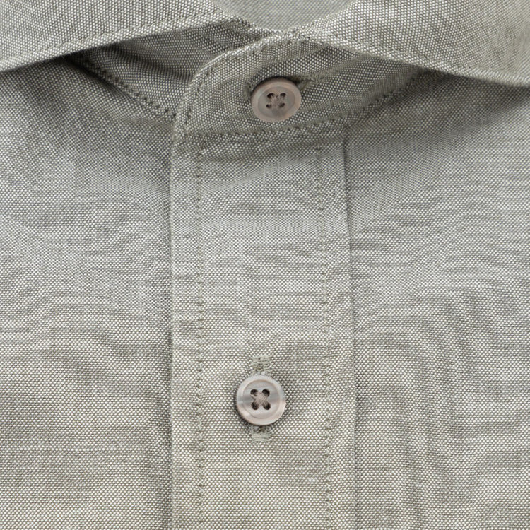 シルバーライン 【発送在庫あり】【CLASSICO TAPERED】スナップダウンホリゾンタルワイドカラードレスワイシャツ/カーキ 黄淡色