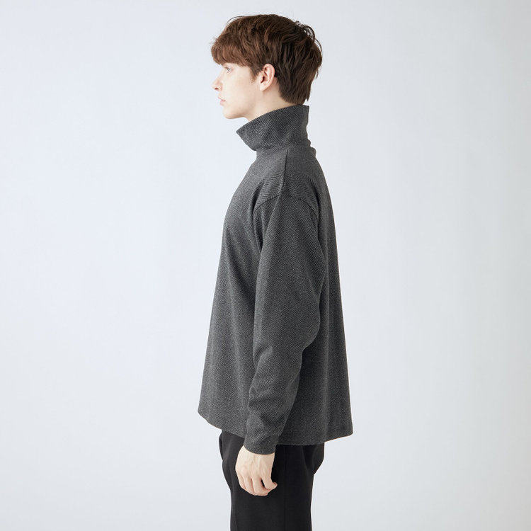 スーツセレクト 【発送在庫あり】【RBC】【秋冬】オフタートルネックニット/グレー×ヘリンボーン グレー中間