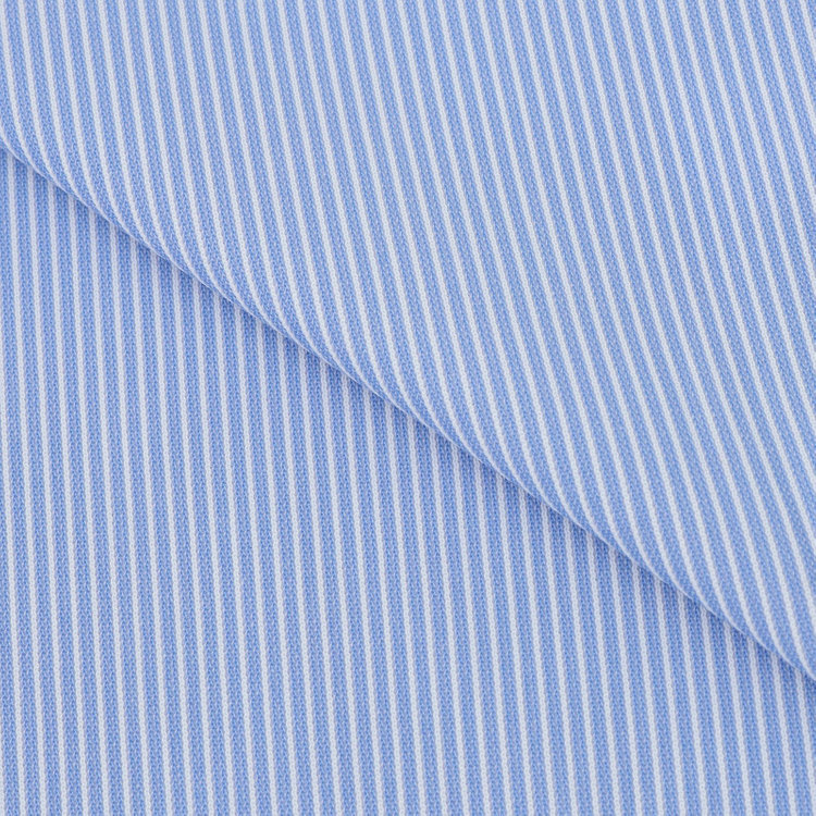 ブラックライン 【発送在庫あり】【BLACK LINE】クレリックボタンダウンワイシャツ/襟袖口：ホワイト+ブルー×ホワイトストライプ/「4S」スーパーノンアイロン・ストレッチ 青中間