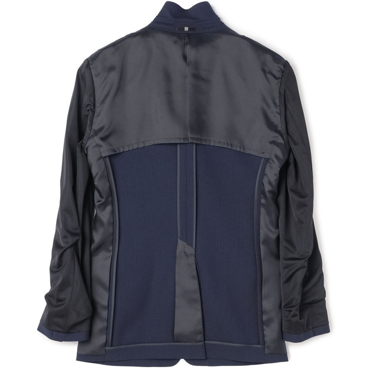 ブラックライン 【SLIM TAPERED_2】【年間】2釦シングルスリーピーススーツ 0タック/ネイビー×シャドーストライプ/ウエストシャーリング/4S SUSTAINABILITY&ECOLOGY FABRIC/リバーシブルベスト仕様（グレー）/※パンツ裾上げ済仕様 紺濃色