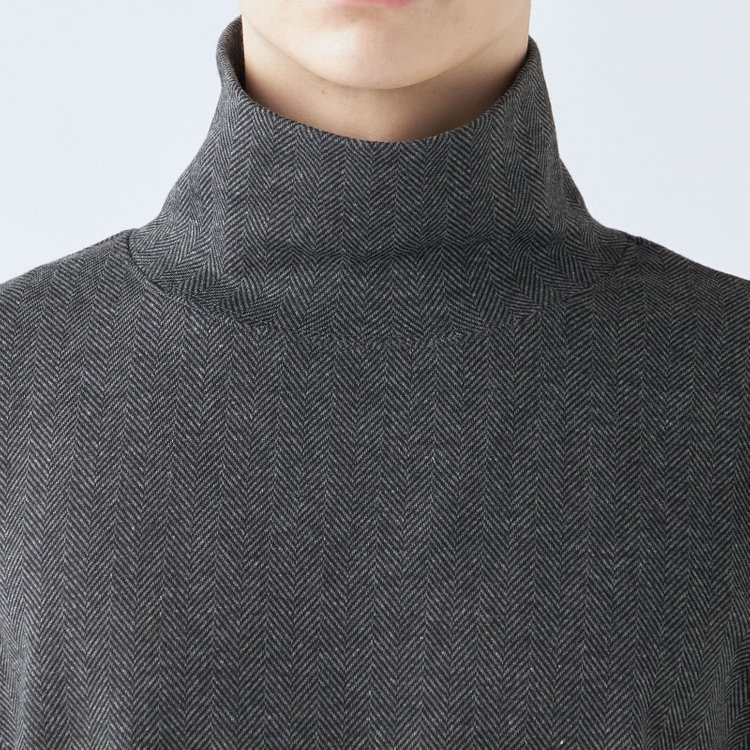 スーツセレクト 【発送在庫あり】【RBC】【秋冬】オフタートルネックニット/グレー×ヘリンボーン グレー中間