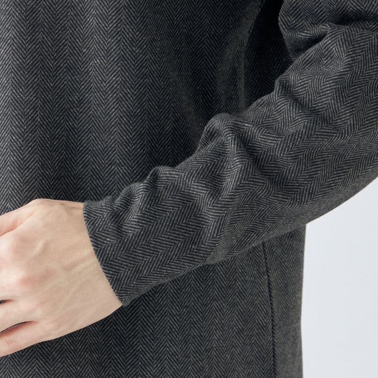 スーツセレクト 【発送在庫あり】【RBC】【秋冬】オフタートルネックニット/グレー×ヘリンボーン グレー中間