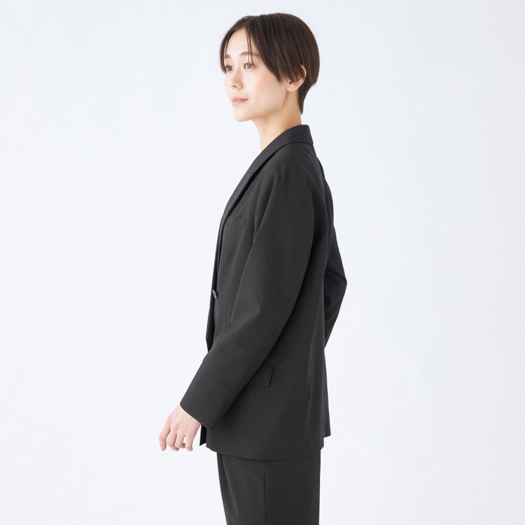 シルバーライン 【SL】【年間】4釦1掛けダブルジャケット/ブラック/ウォッシャブル 黒