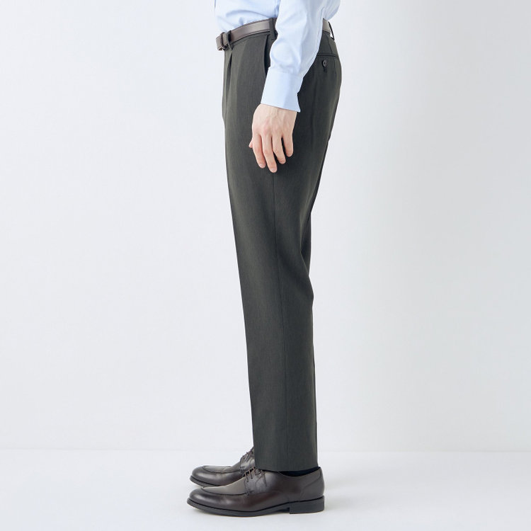シルバーライン 【CLASSICO TAPERED】【春夏】1タックテーパードパンツ/カーキ/ウエストムーブ仕様/4S SUSTAINABILITY&ECOLOGY FABRIC/※裾上げ済仕様 緑濃色