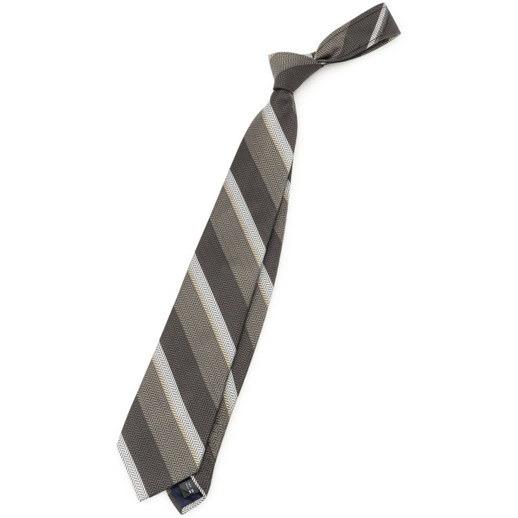 シルバーライン 【発送在庫あり】【SL】コットンシルクストライプネクタイ 8.5cm幅/グレー×ブラウン×ホワイト/ITALIAN FABRICS その他