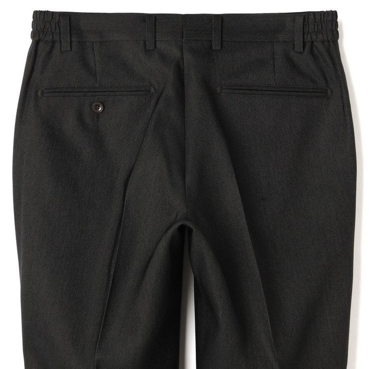 ブラックライン 【SLIM TAPERED】【年間】 2釦シングルスリーピーススーツ 0タック/ ダークブラウン×デジタルデニム  /ウエストシャーリング/ 4S TAKE OUT SUITS / ※パンツ裾上げ済仕様 緑濃色