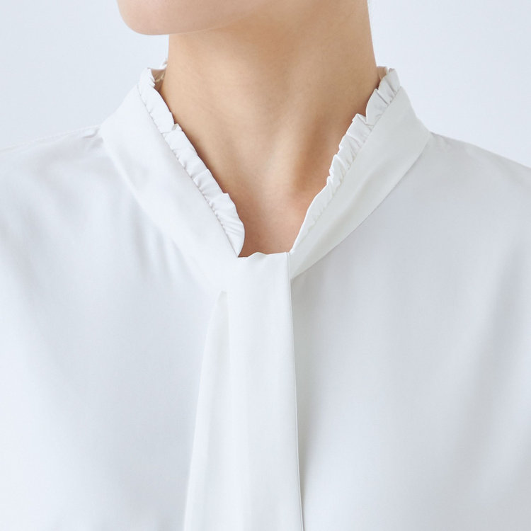 シルバーライン 【SL/長袖】ロングタイプルオーバーブラウス/ホワイト/2WAYストレッチ/UV加工/ウォッシャブル 白