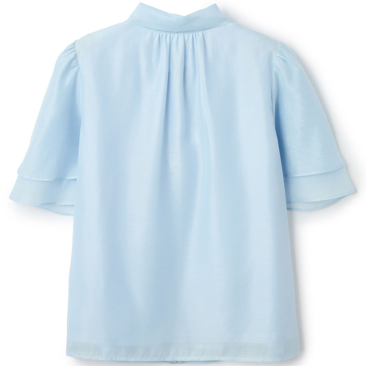 スーツセレクト 【半袖】リボンブラウス/ブルー 青淡色