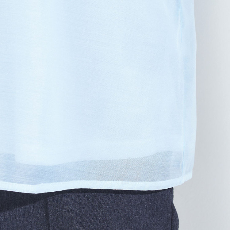 スーツセレクト 【半袖】リボンブラウス/ブルー 青淡色