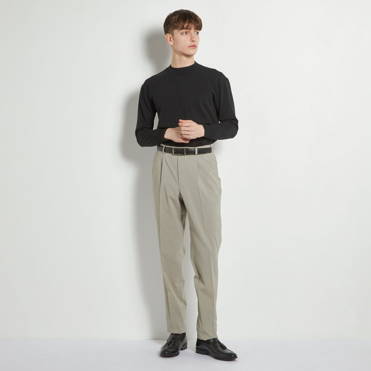 シルバーライン 【5DAYS CLOSET】【RBC】【春夏】1タックテーパードパンツ/グレージュ×楊柳/ウエストムーブ仕様/4S SUSTAINABILITY&ECOLOGY FABRIC/※裾上げ必要 茶中間