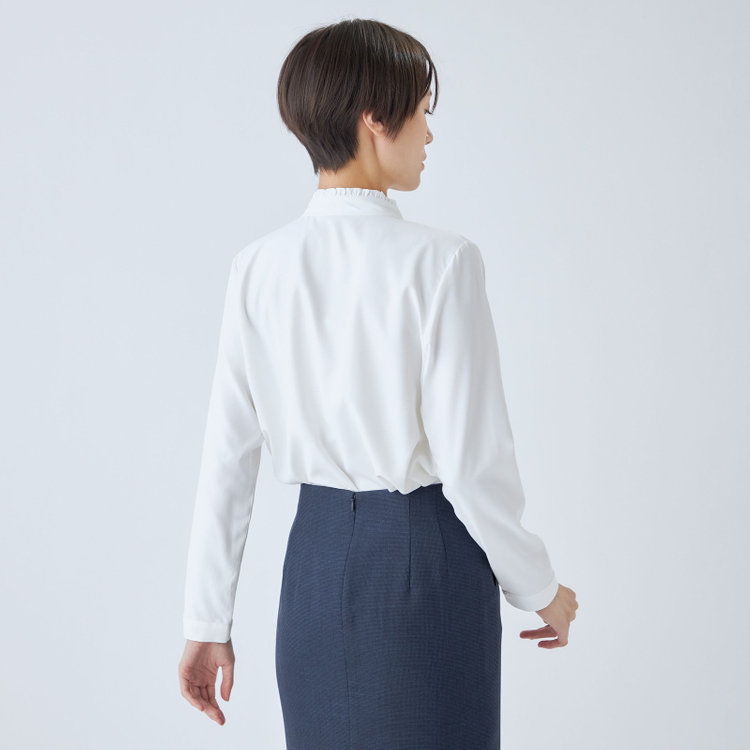 シルバーライン 【SL/長袖】ロングタイプルオーバーブラウス/ホワイト/2WAYストレッチ/UV加工/ウォッシャブル 白