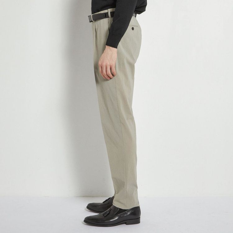 シルバーライン 【5DAYS CLOSET】【RBC】【春夏】1タックテーパードパンツ/グレージュ×楊柳/ウエストムーブ仕様/4S SUSTAINABILITY&ECOLOGY FABRIC/※裾上げ必要 茶中間
