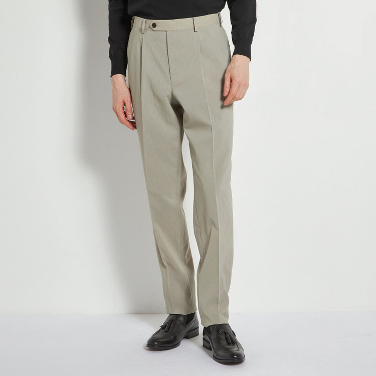 シルバーライン 【5DAYS CLOSET】【RBC】【春夏】1タックテーパードパンツ/グレージュ×楊柳/ウエストムーブ仕様/4S SUSTAINABILITY&ECOLOGY FABRIC/※裾上げ必要 茶中間
