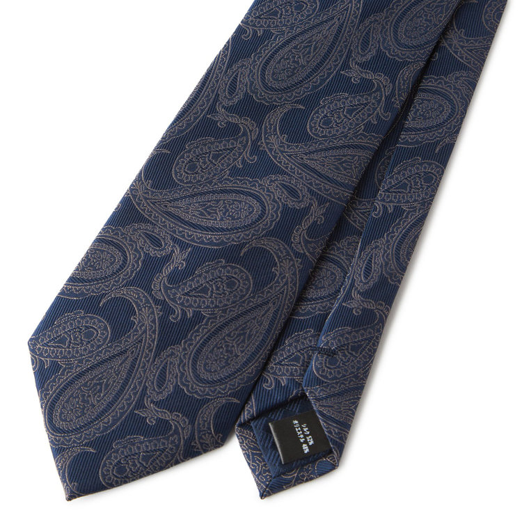 シルバーライン 【SILVER LINE】シルクブレンドペイズリー柄ネクタイ 8.0cm幅/ネイビー その他