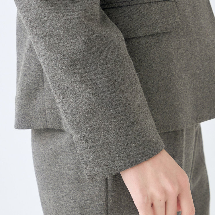 シルバーライン 【SL】【秋冬】ホック留めノーカラージャケット/グレー/RE:NEWOOL グレー中間