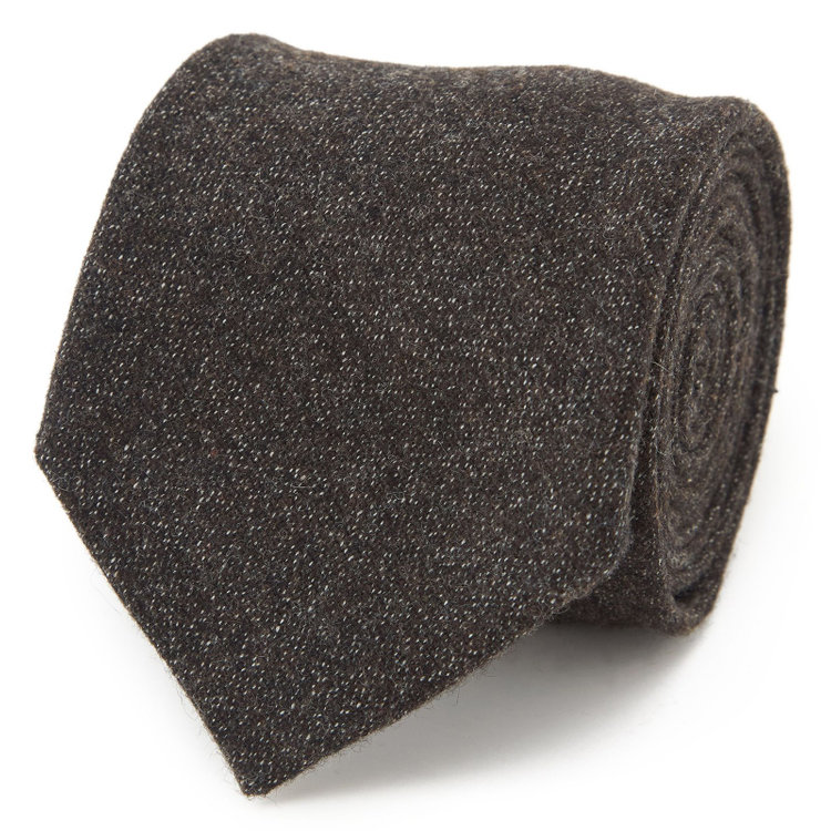 シルバーライン 【SILVER LINE】ウールコットンブレンドソリッド系ネクタイ 8.0cm幅/ブラウン/RE:NEWOOL その他