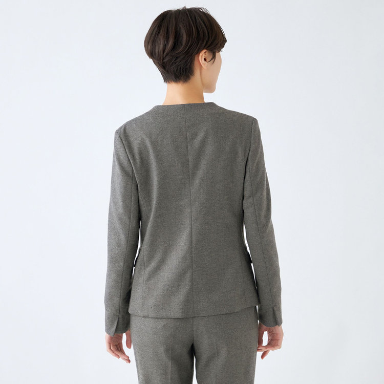 シルバーライン 【SL】【秋冬】ホック留めノーカラージャケット/グレー/RE:NEWOOL グレー中間