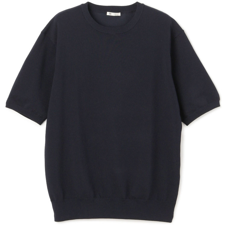スーツセレクト 【RBC】【5分袖】コットンブレンドクルーネックニット/ネイビー/「マシンウォッシャブル」「UVカット」「接触冷感」 紺中間