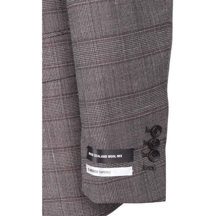 スーツセレクト 【CLASSICO TAPERED】【春夏】3釦段返りシングルスーツ 2タック/ブラウン×チェック/ウエストムーブ/NEW ZEALAND WOOL MIX ブラウン系(茶)