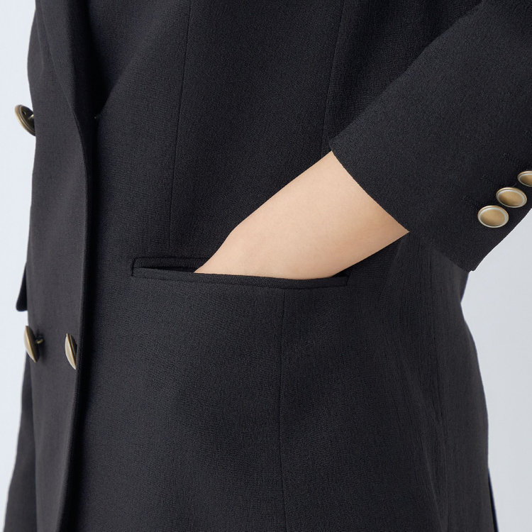 シルバーライン 【SL】【春夏】6釦2掛けダブルジャケット/ブラック/ウォッシャブル/Naturemier 黒