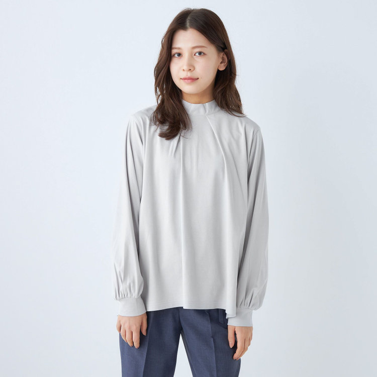 シルバーライン  【SL/長袖】モックネック/バルーン袖/グレー/「2WAYストレッチ」「ウォッシャブル可能」「汗じみ軽減」 グレー淡色