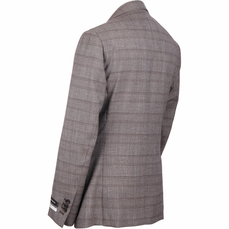 スーツセレクト 【CLASSICO TAPERED】【春夏】3釦段返りシングルスーツ 2タック/ブラウン×チェック/ウエストムーブ/NEW ZEALAND WOOL MIX ブラウン系(茶)