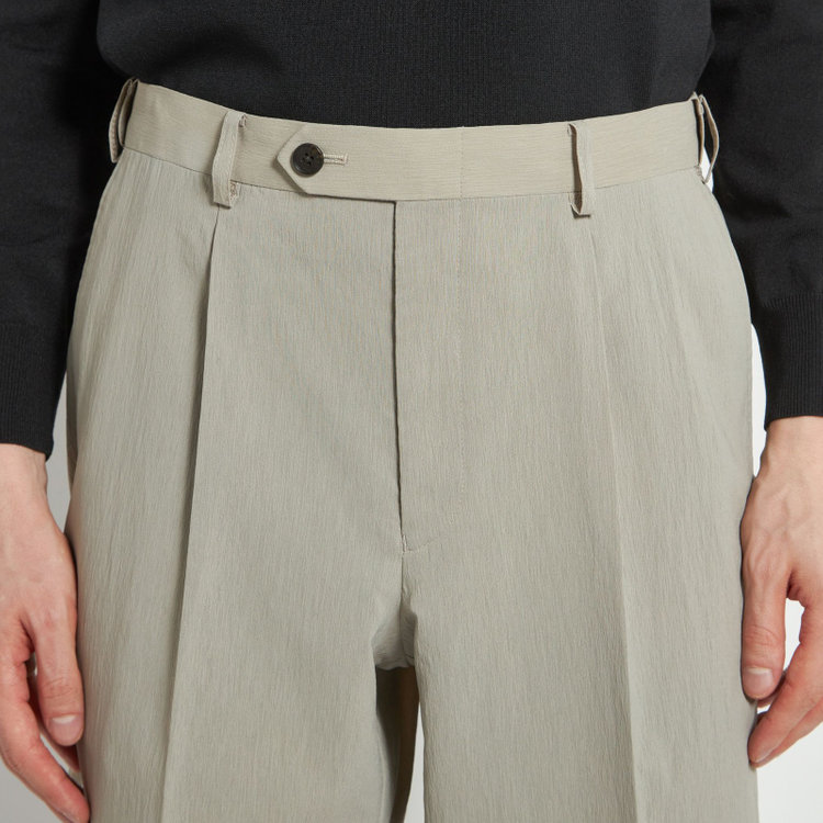 シルバーライン 【5DAYS CLOSET】【RBC】【春夏】1タックテーパードパンツ/グレージュ×楊柳/ウエストムーブ仕様/4S SUSTAINABILITY&ECOLOGY FABRIC/※裾上げ必要 茶中間