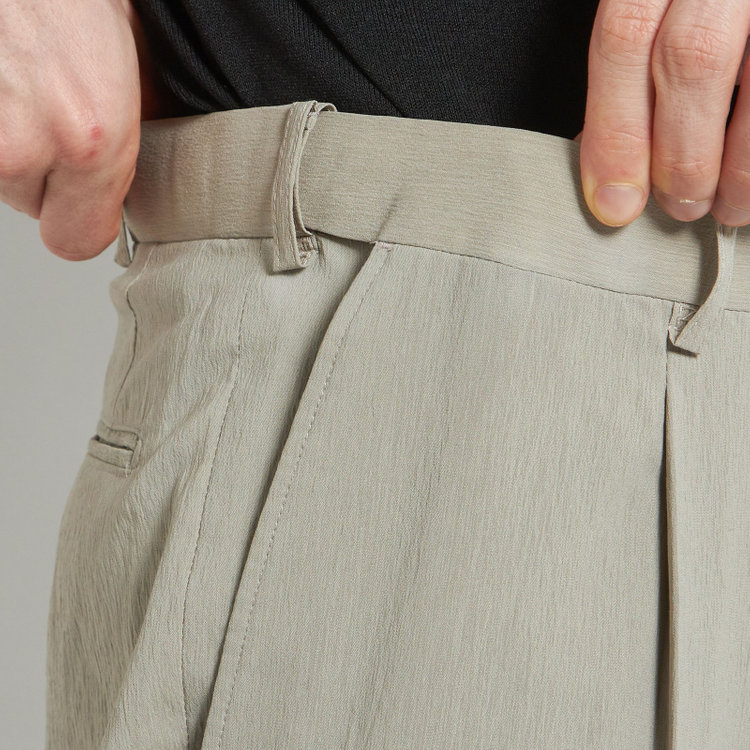 シルバーライン 【5DAYS CLOSET】【RBC】【春夏】1タックテーパードパンツ/グレージュ×楊柳/ウエストムーブ仕様/4S SUSTAINABILITY&ECOLOGY FABRIC/※裾上げ必要 茶中間