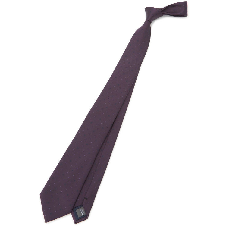【BLACK LINE】シルクブレンドドットネクタイ 7.5cm幅/パープル