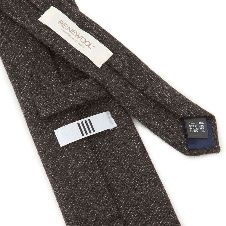 シルバーライン 【SILVER LINE】ウールコットンブレンドソリッド系ネクタイ 8.0cm幅/ブラウン/RE:NEWOOL その他