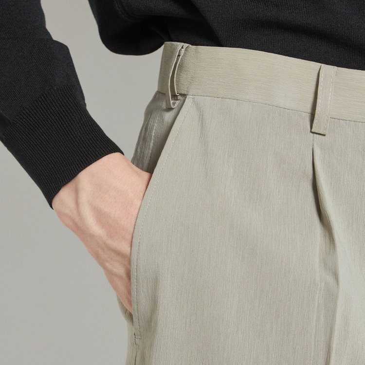 シルバーライン 【5DAYS CLOSET】【RBC】【春夏】1タックテーパードパンツ/グレージュ×楊柳/ウエストムーブ仕様/4S SUSTAINABILITY&ECOLOGY FABRIC/※裾上げ必要 茶中間