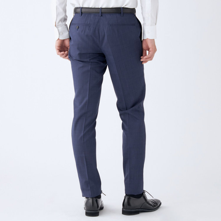 シルバーライン 【CLASSICO TAPERED】【春夏】ウール 1タックテーパードパンツ/ネイビー×ソリッド/ウエストムーブ/ウォッシャブル/※裾上げ必要 紺淡色