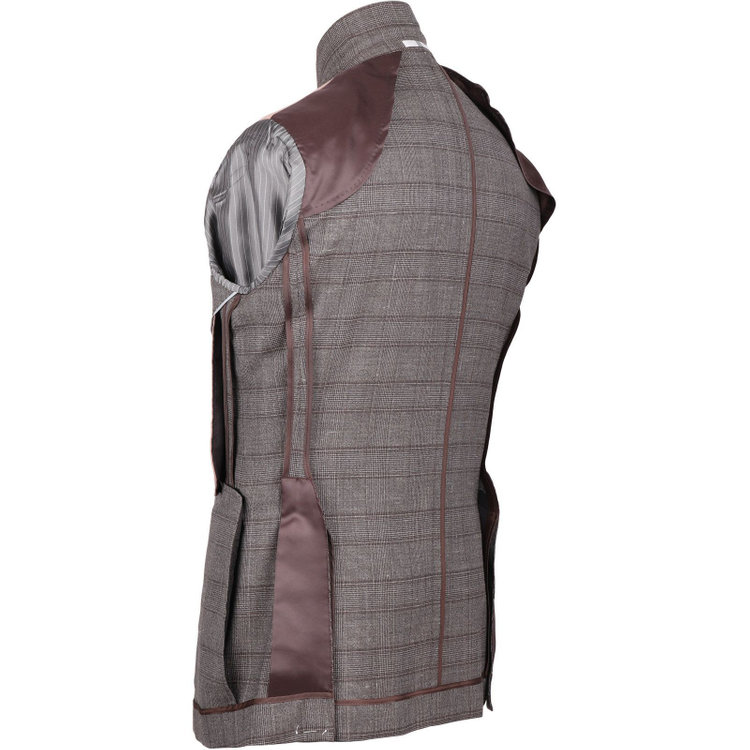 スーツセレクト 【CLASSICO TAPERED】【春夏】3釦段返りシングルスーツ 2タック/ブラウン×チェック/ウエストムーブ/NEW ZEALAND WOOL MIX ブラウン系(茶)