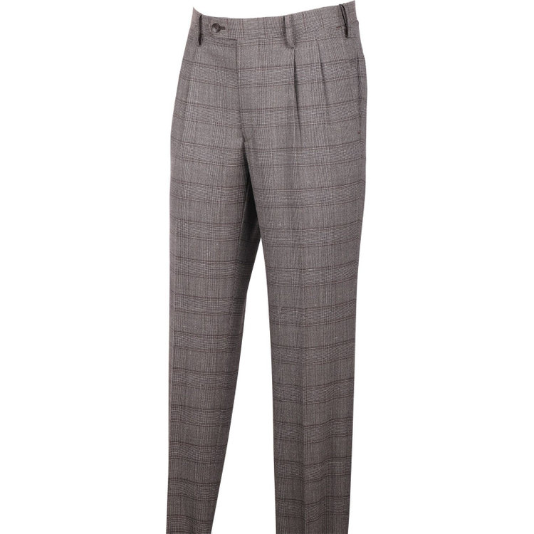 スーツセレクト 【CLASSICO TAPERED】【春夏】3釦段返りシングルスーツ 2タック/ブラウン×チェック/ウエストムーブ/NEW ZEALAND WOOL MIX ブラウン系(茶)