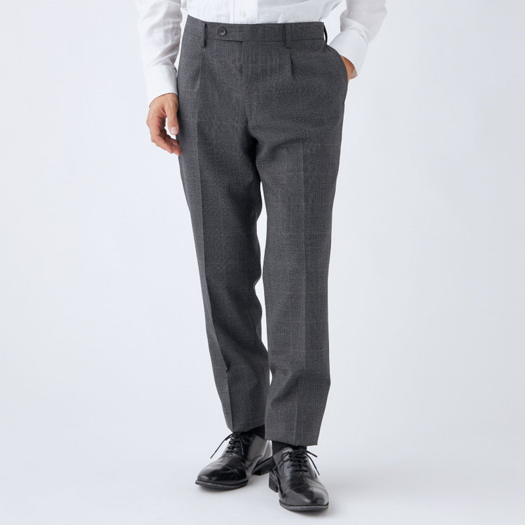 シルバーライン 【発送在庫あり】【CLASSICO TAPERED】【秋冬】スペアパンツ付き/2釦シングルスーツ 1タック/グレー×グレンチェックオーバーペン/ウォッシャブル/※裾上げ必要 グレー中間