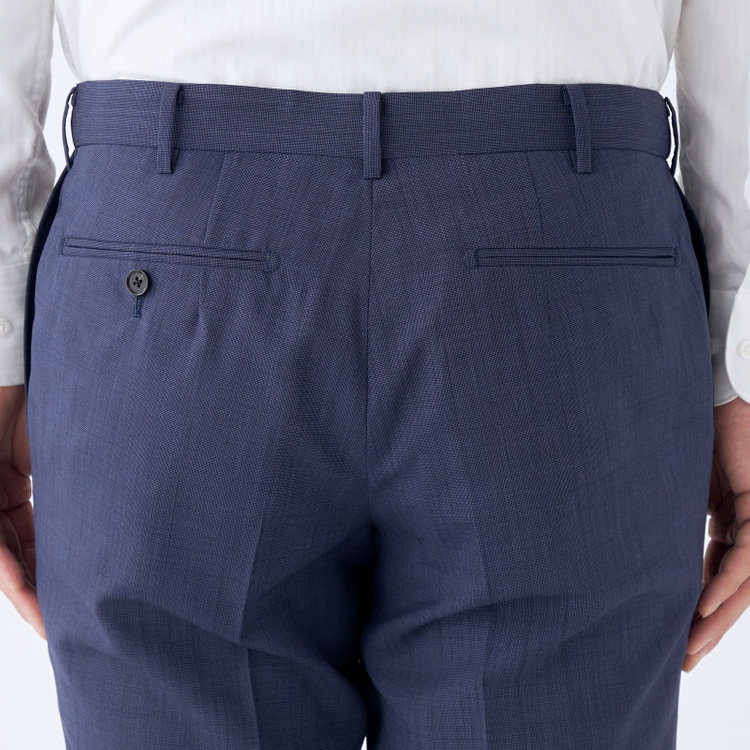 シルバーライン 【CLASSICO TAPERED】【春夏】ウール 1タックテーパードパンツ/ネイビー×ソリッド/ウエストムーブ/ウォッシャブル/※裾上げ必要 紺淡色