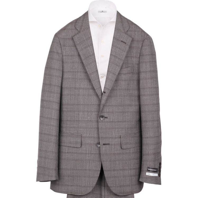 スーツセレクト 【CLASSICO TAPERED】【春夏】3釦段返りシングルスーツ 2タック/ブラウン×チェック/ウエストムーブ/NEW ZEALAND WOOL MIX ブラウン系(茶)