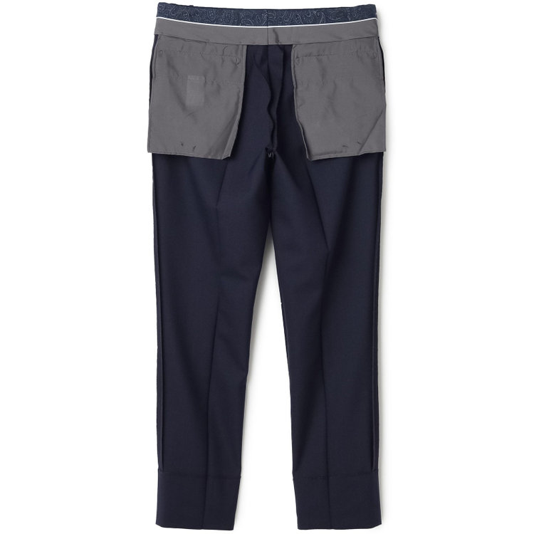 シルバーライン 【4S CROSS】【年間】セットアップパンツ 0タック/ネイビー×カルゼ/ウエストムーブ/※裾上げ済仕様 紺中間