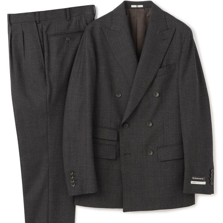 シルバーライン 【CLASSICO TAPERED】【秋冬】6釦2掛けダブルスーツ 2タック/グレー/ウエストムーブ/NEW ZEALAND WOOL MIX/※裾上げ必要 グレー濃色