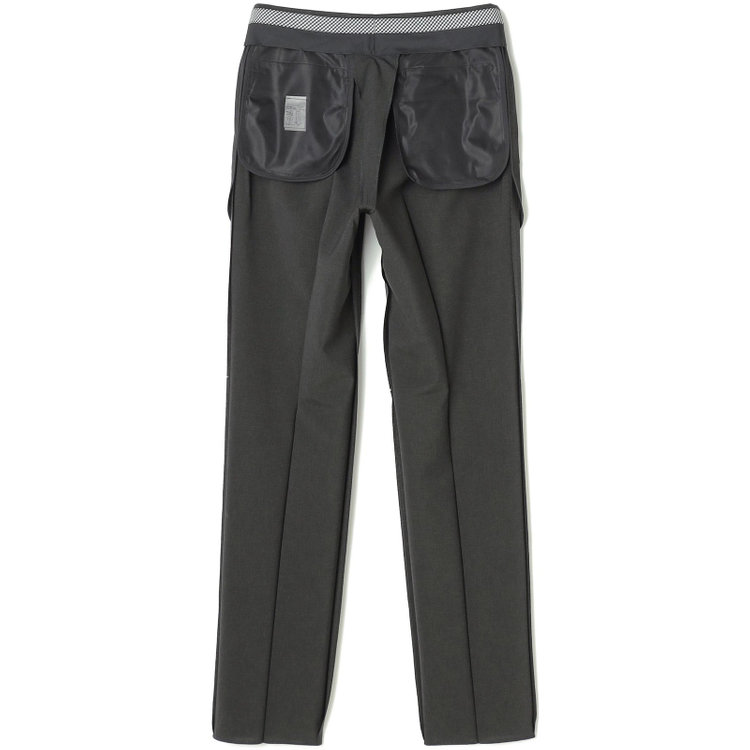 ブラックライン 【SLIM TAPERED】【春夏】0タックテーパードパンツ/カーキ×ハウンドトゥース/ウエストムーブ/4S SUSTAINABILITY&ECOLOGY FABRIC「ウォッシャブル」「ストレッチ」/※裾上げ済み仕様 緑濃色