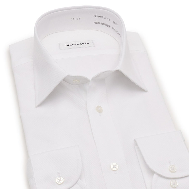 ソノタ 【発送在庫あり】【形態安定】ワイドカラーワイシャツ/ホワイト×ドビーツイル 白