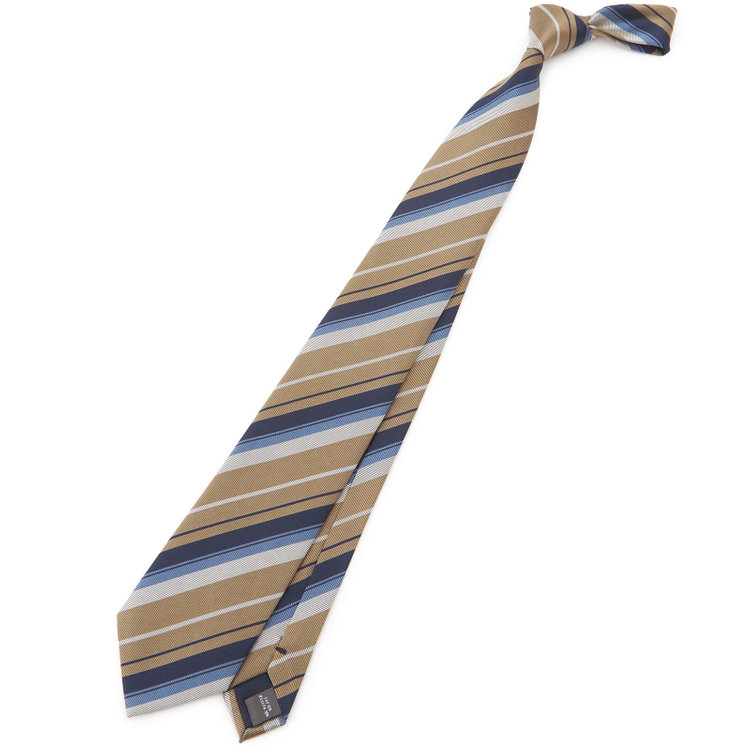 シルバーライン 【SILVER LINE】シルクブレンドストライプネクタイ 8.0cm幅/ブラウン×ネイビー その他