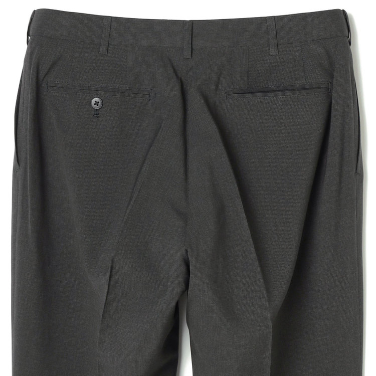 ブラックライン 【SLIM TAPERED】【春夏】0タックテーパードパンツ/カーキ×ハウンドトゥース/ウエストムーブ/4S SUSTAINABILITY&ECOLOGY FABRIC「ウォッシャブル」「ストレッチ」/※裾上げ済み仕様 緑濃色