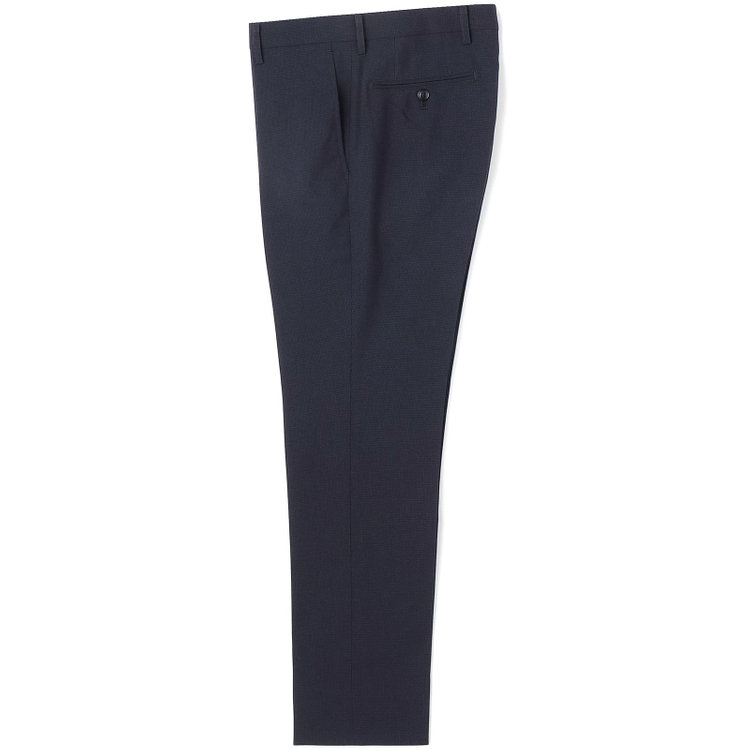 ブラックライン 【SLIM TAPERED】【年間】ウォッシャブル0タックテーパードパンツ/ネイビー×ハウンドトゥース/裾上げ済仕様 紺中間