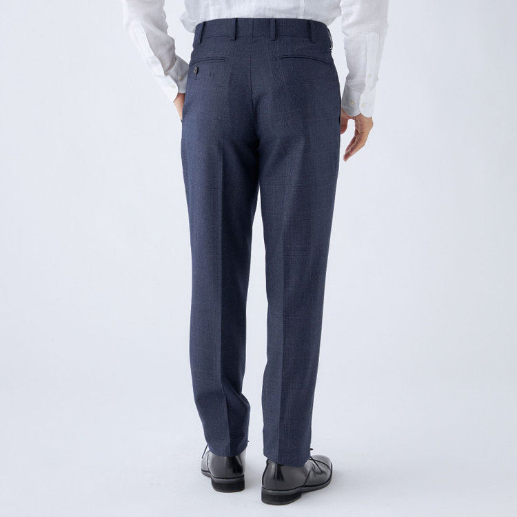 シルバーライン 【発送在庫あり】【CLASSICO TAPERED】【秋冬】2釦シングルスーツ 1タック/ネイビー×チェックオーバーペン/Ermenegildo Zegna LOOP woven in italy/※裾上げ必要 茶濃色