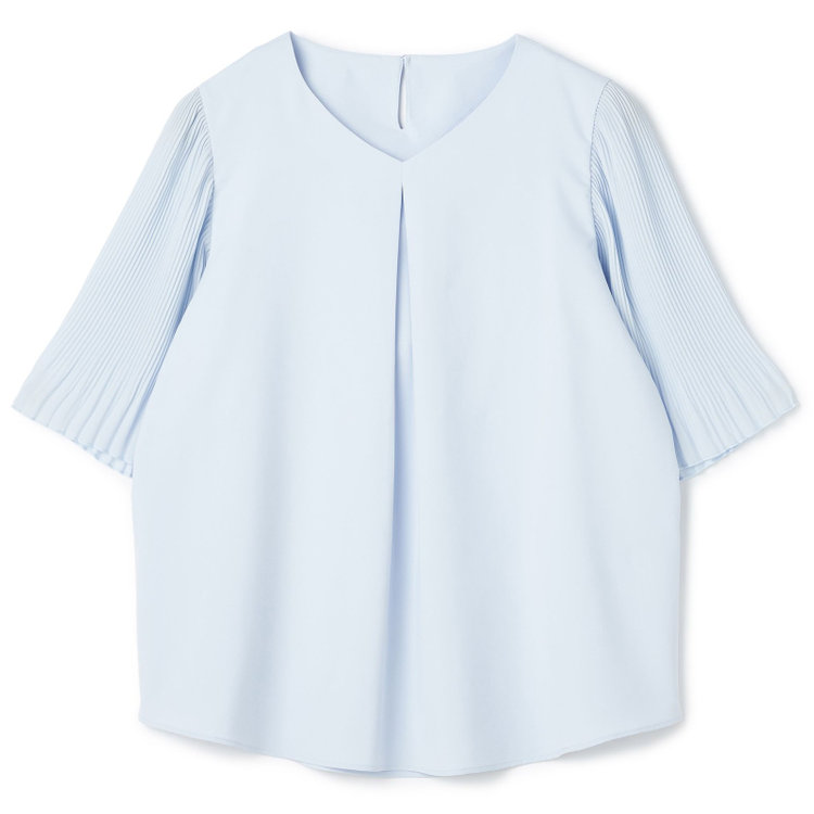 シルバーライン 【SILVER LINE/5分袖】プリーツフレアスリーブプルオーバー/ブルー 青淡色